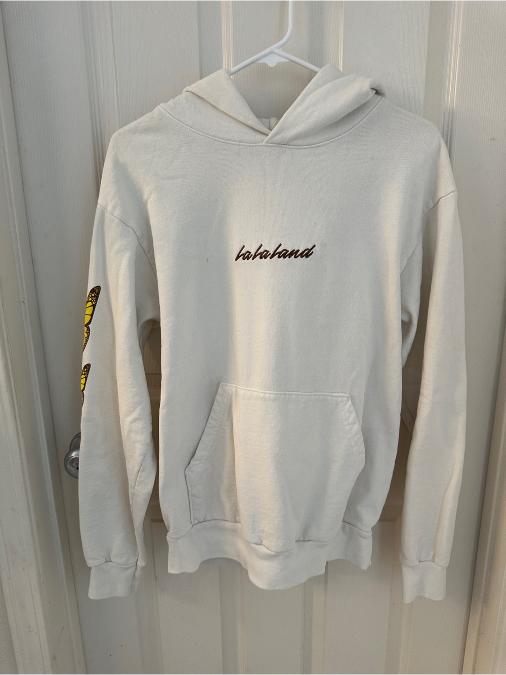 Lala land Cream Crewneck Hoodie with Script Logo